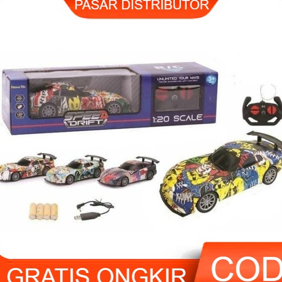 Ready Stok Mobil Remote Control WarnaWarni Mobil RC Speed Drift 4 Function RC Car
