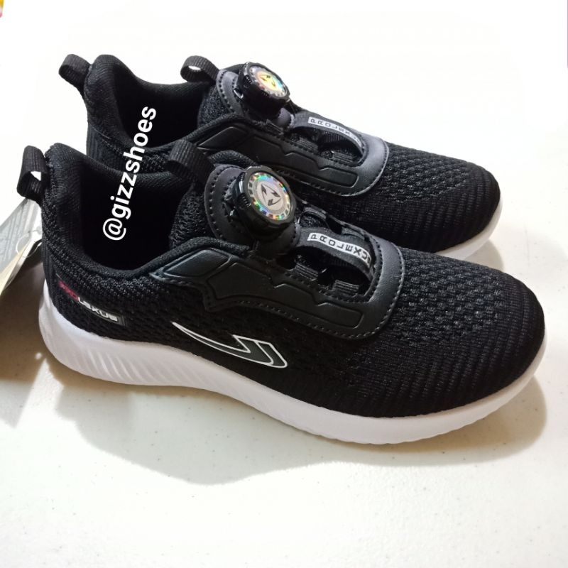 New Era Bos Be On Spin Sepatu Sekolah Boy Girl Hitam Putih Black White Olahraga Perepet Perekat SD S