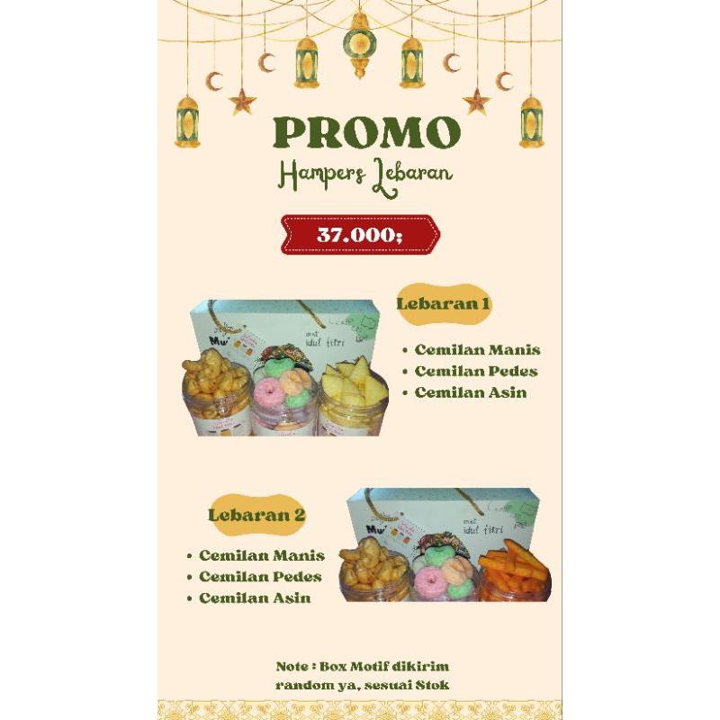 

Hampers Lebaran cantik Snack Murah isi 3toples jar 600ml