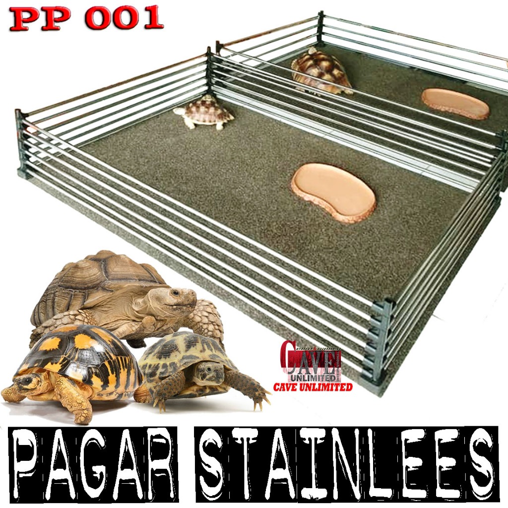 CUSTOM PAGAR STAINLESS PORTABEL KANDANG TORTOISE SULCATA PARDALIS ALDABRA KURA-KURA DARAT PLAYPEN AN