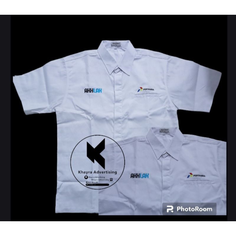 kemeja akhlak pertamina seragam akhlak pertamina baju akhlak pertamina putih lengan pendek