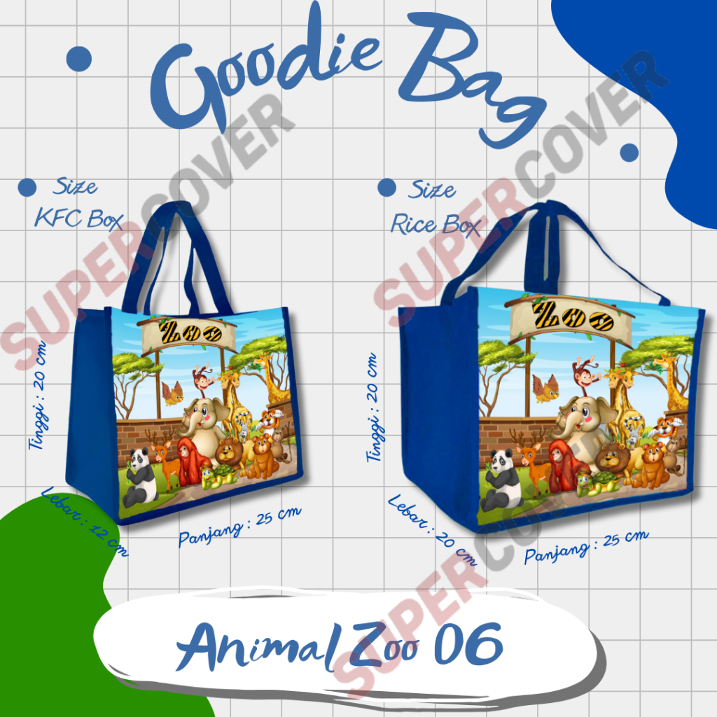 

Goodie Bag Gambar Kartun Animal 06 Warna Biru Tua Untuk Acara Ulang Tahun, Aqiqah, Sunatan Dan Lain lain.