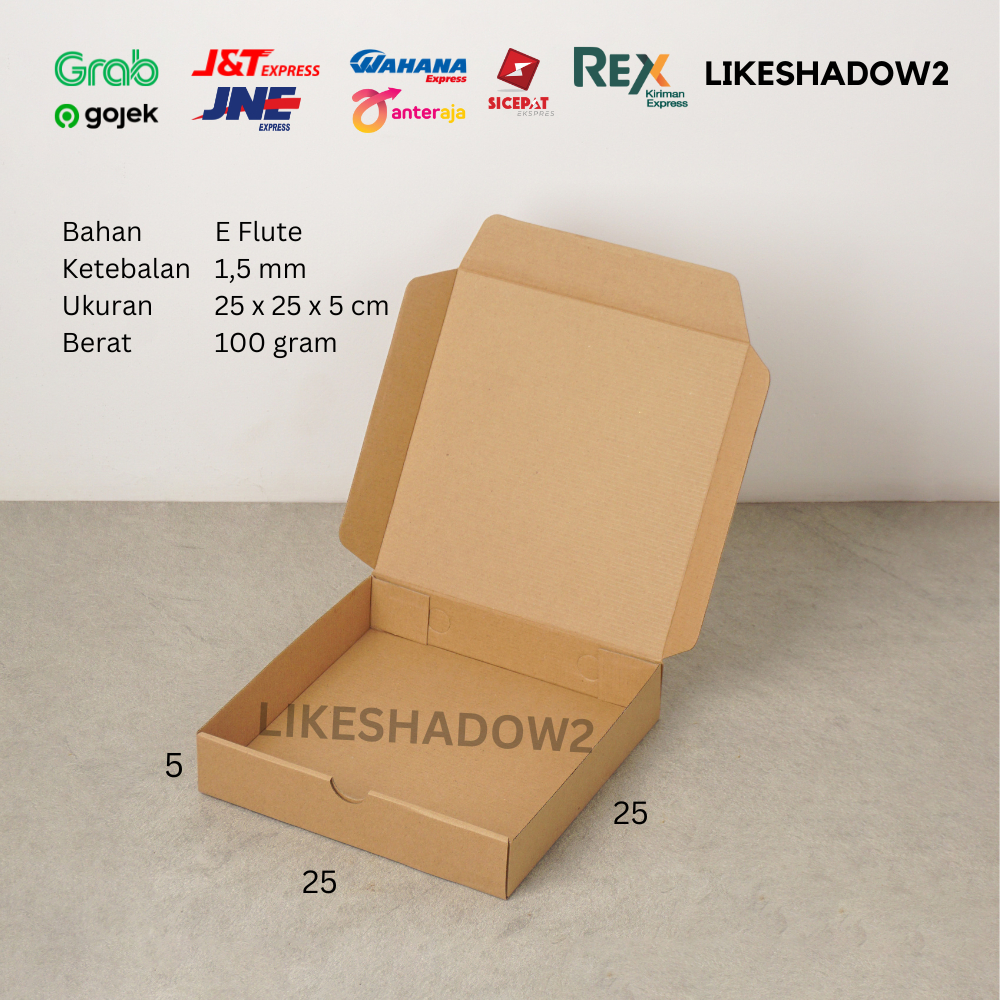 

Pizza Box/ 25x25x5 cm/ 25 x 25 x 5 cm coklat-coklat/ Kardus Packing / Dus Packaging / Kotak Karton Brownies Kue Makanan