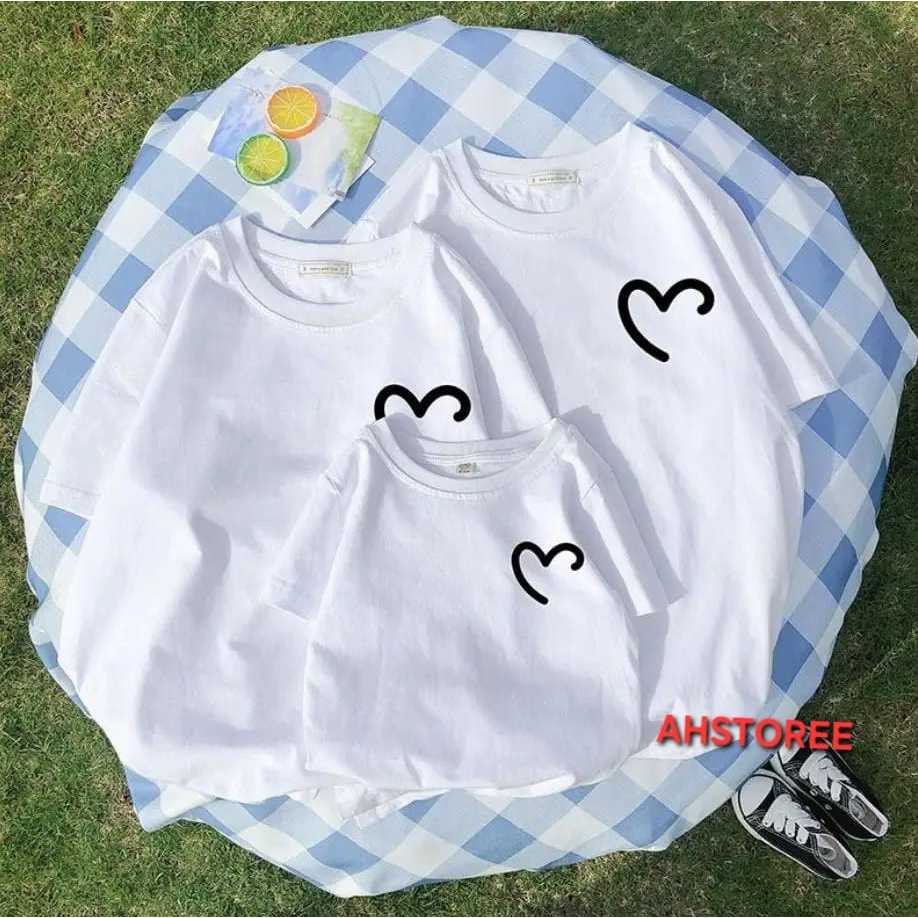 Baju Kaos Couple Keluarga Sablon LOVE Lengan Pendek Atasan Kaos Couple Pasangan Family