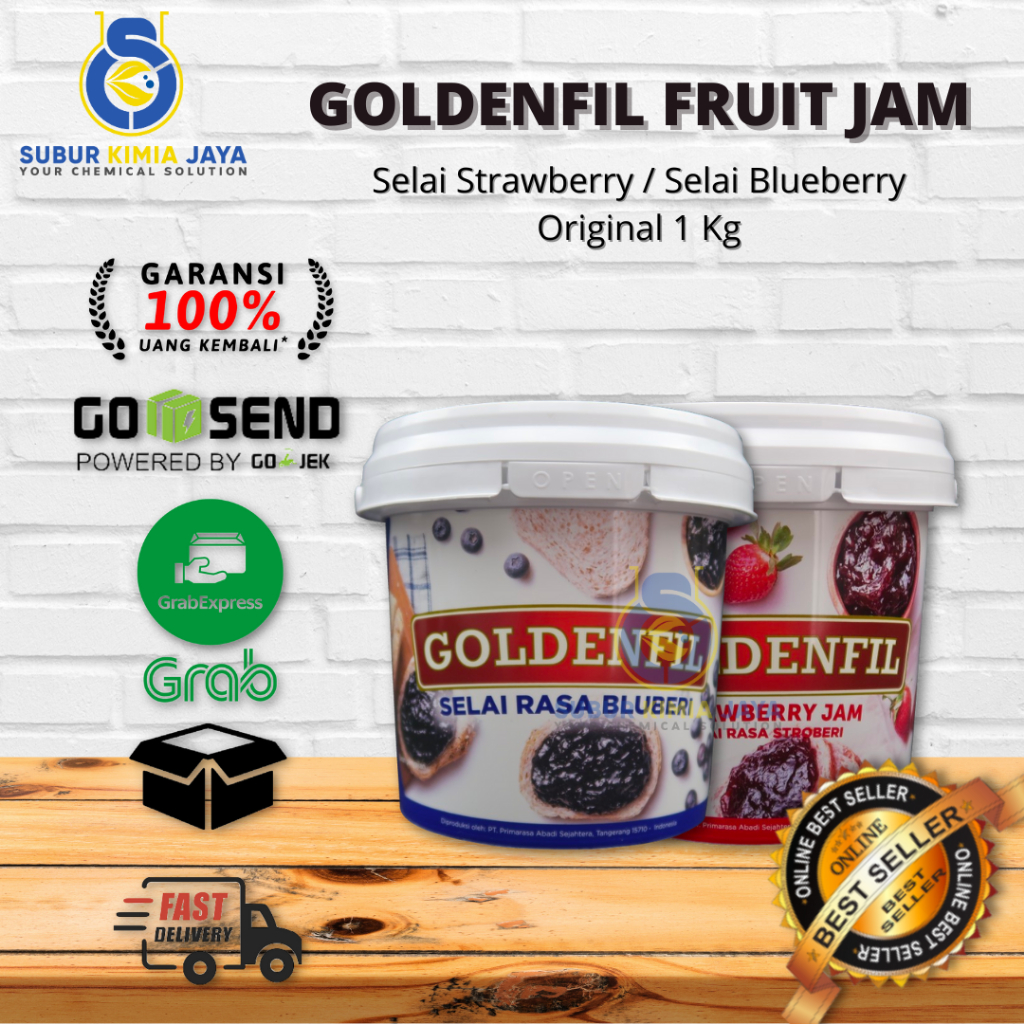 

Goldenfil Strawberry Blueberry Fruit Jam 1 Kg / Selai Stroberi Bluberi