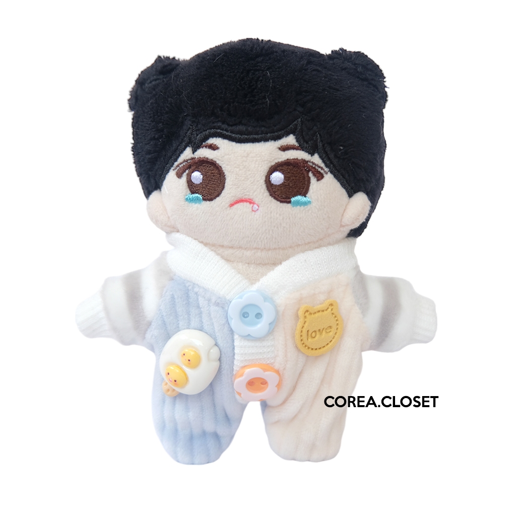 READY STOCK 10cm denimalz  skzoo mini doll clothes -  Baby jumpsuit clothes - blue version boneka se