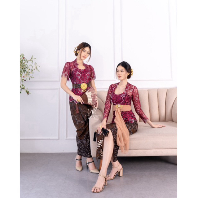 Kebaya Bali Semi Swarovski Outline Aleena & Tinkerbell Maroon by Yuli Kebaya Bali