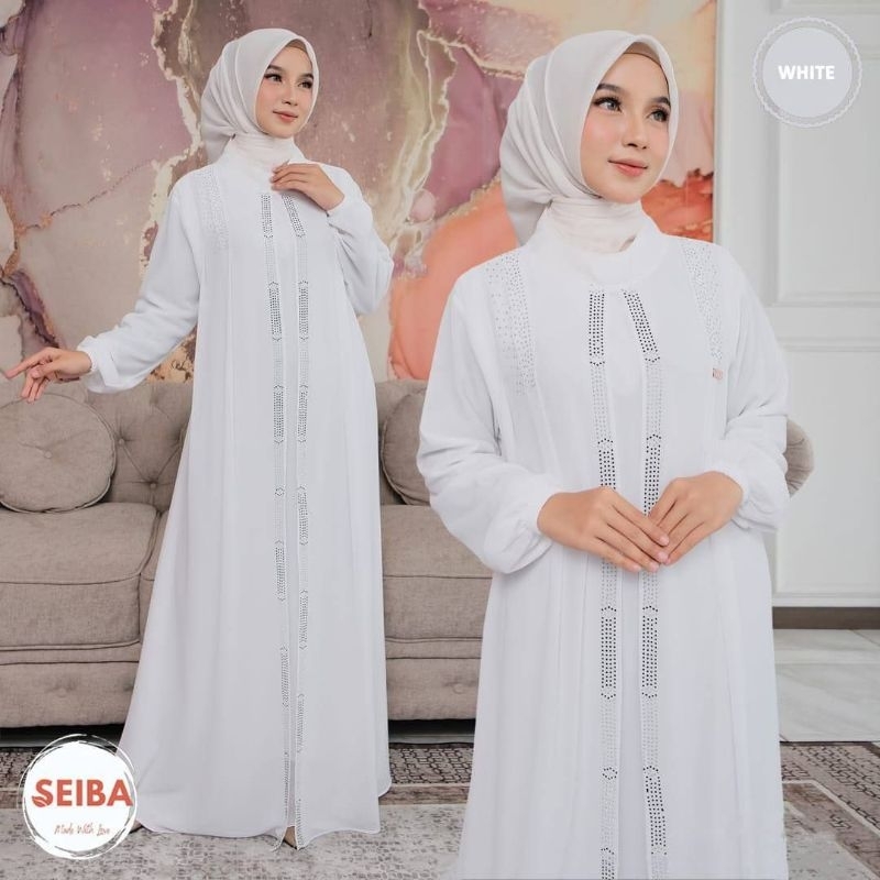 Dress Ceruty babydoll Dewasa//Gamis Putih//Busui//Seiba