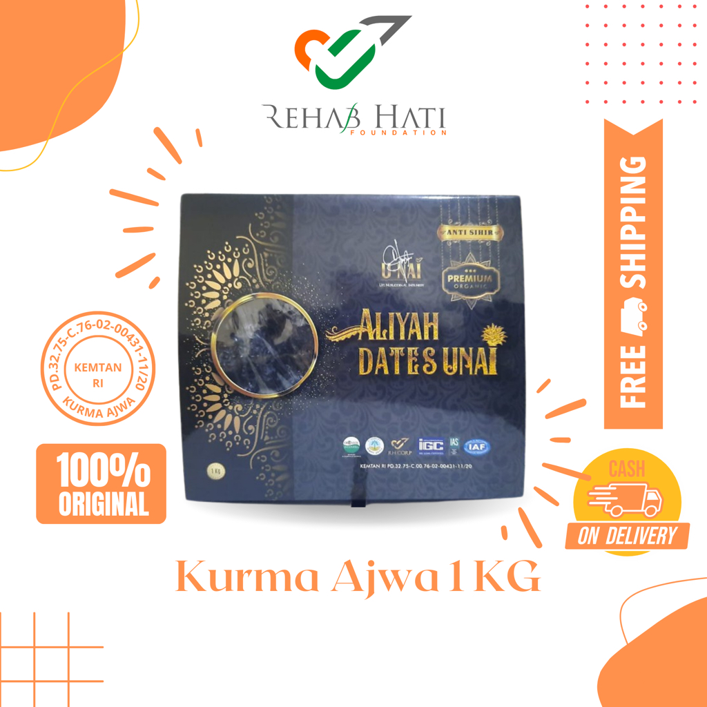 

Kurma Ajwa Aliyah Unai 1Kg Dan Ajwa Madinah Unai 1Kg Grade Premium Organik