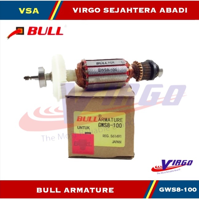 BULL ARMATURE ANGKER GWS8-100 FOR MESIN GERINDA TANGAN BOSCH GWS 8-100