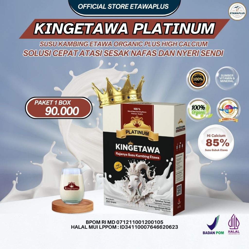 

Kingetawa Susu Bubuk Kambing Etawa Premium Untuk Nyeri Sendi dan Sesak Nafas Kemasan 250gram