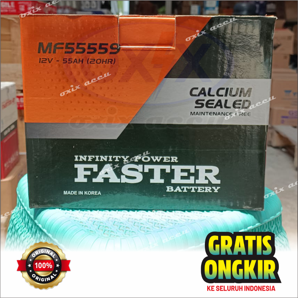 Faster MF 55559, 12V 55Ah  Aki Kering 100% Original - Aki Innova Reborn, BMW dll