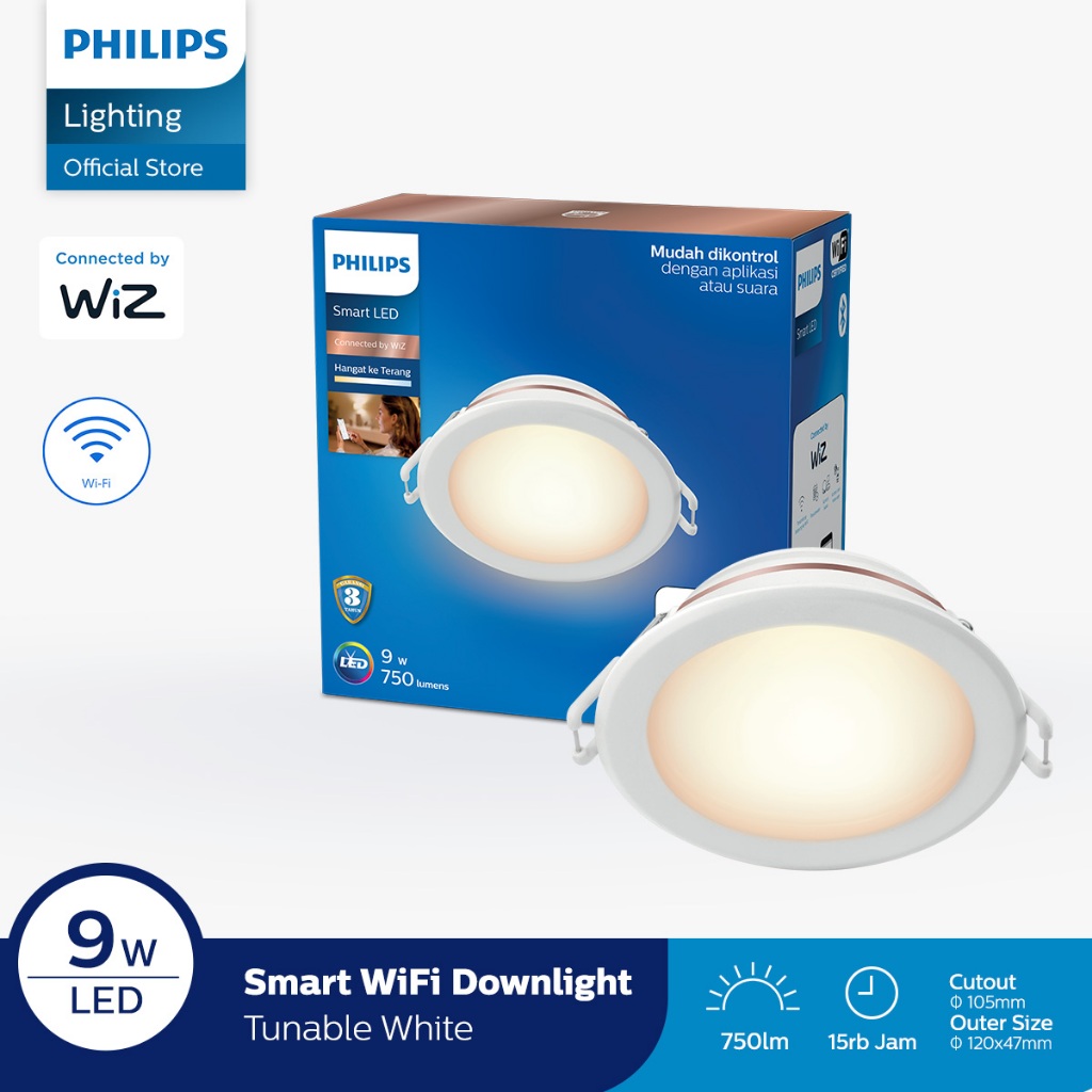 Philips Smart Wifi LED Downlight 9W - Tunable White (Putih)