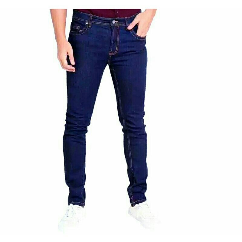 Celana Jeans Pensil / Slim Fit Pria Black Denim/ Blue Denim
