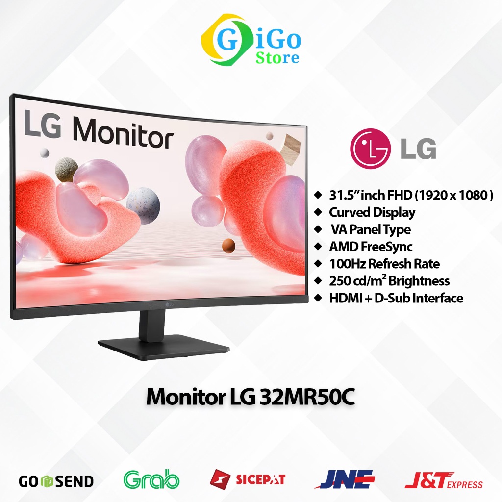 LED Monitor Curved LG 32MR50C VA FHD HDMI D-Sub 100Hz Komputer Laptop PC