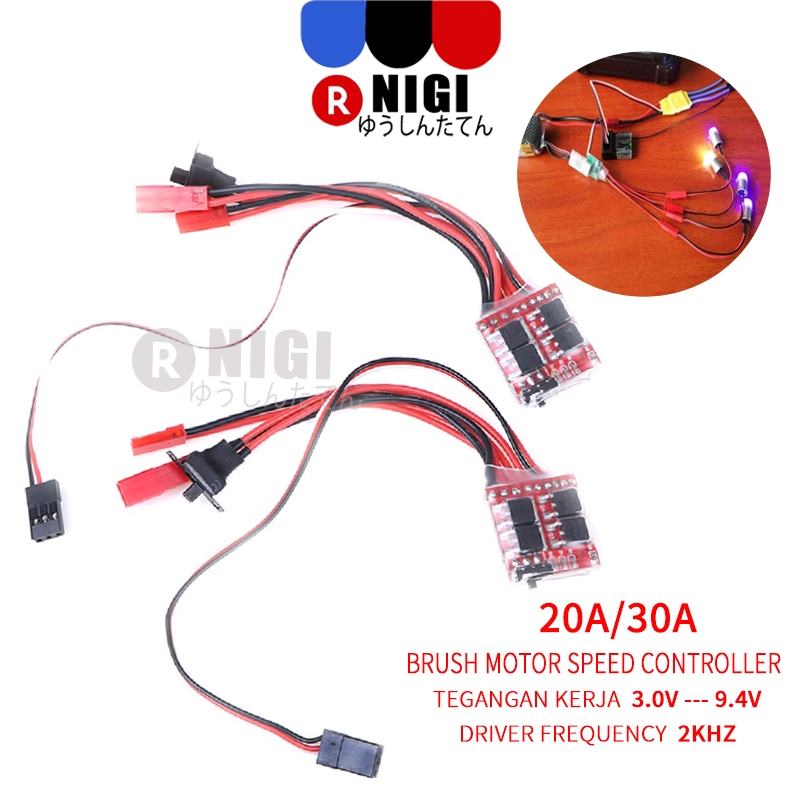 NIGI  20A ESC 30A ESC Motor Speed RC ESC 2KHz Maju Mundur Sikat Rem