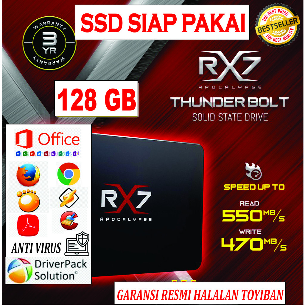 SSD Siap Pakai Plug & Play 128gb 256gb 512gb RX7 Baru  FREE KABEL SATA SSD ORIGINAL