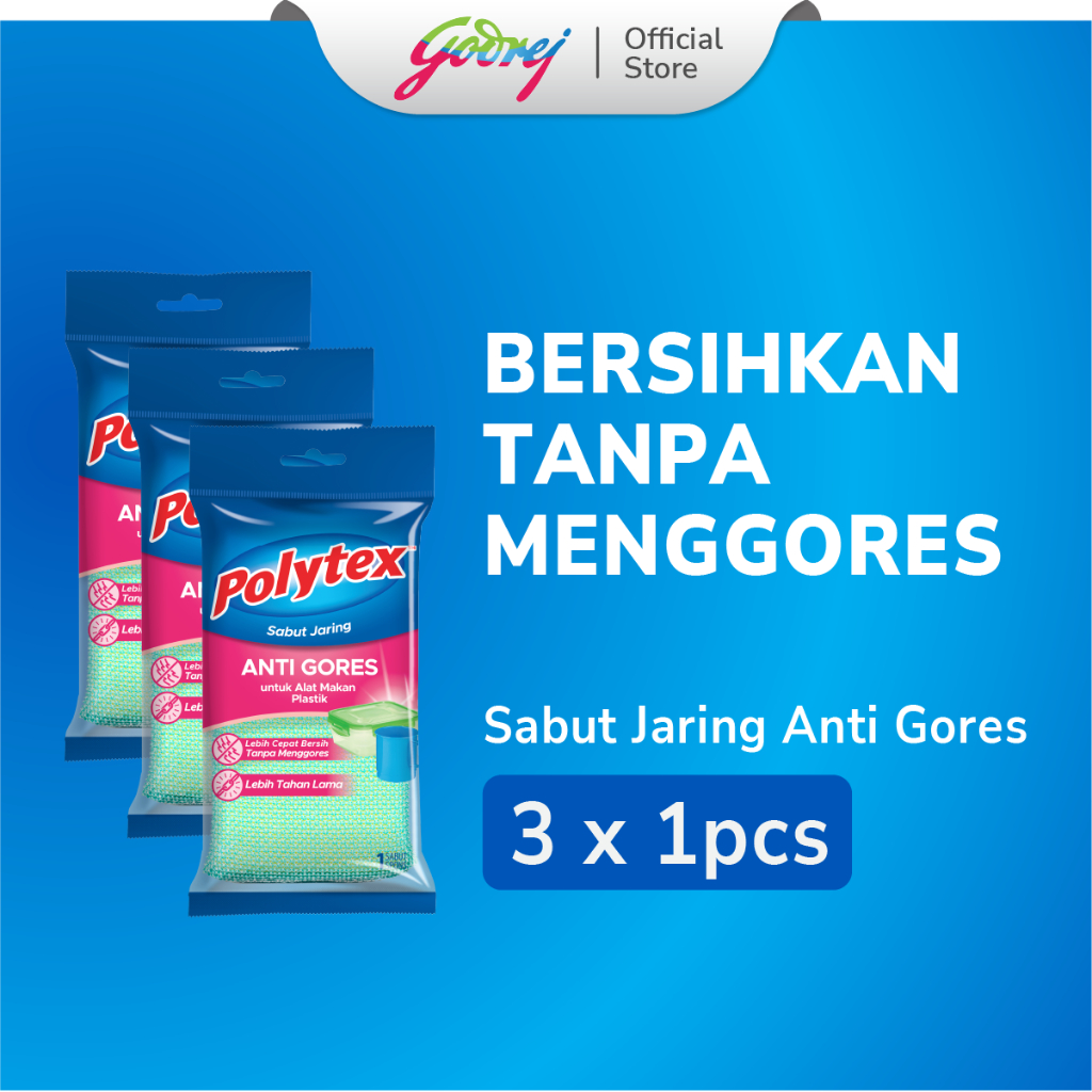 Polytex Sabut Jaring Anti Gores untuk Alat Makan Plastik x3