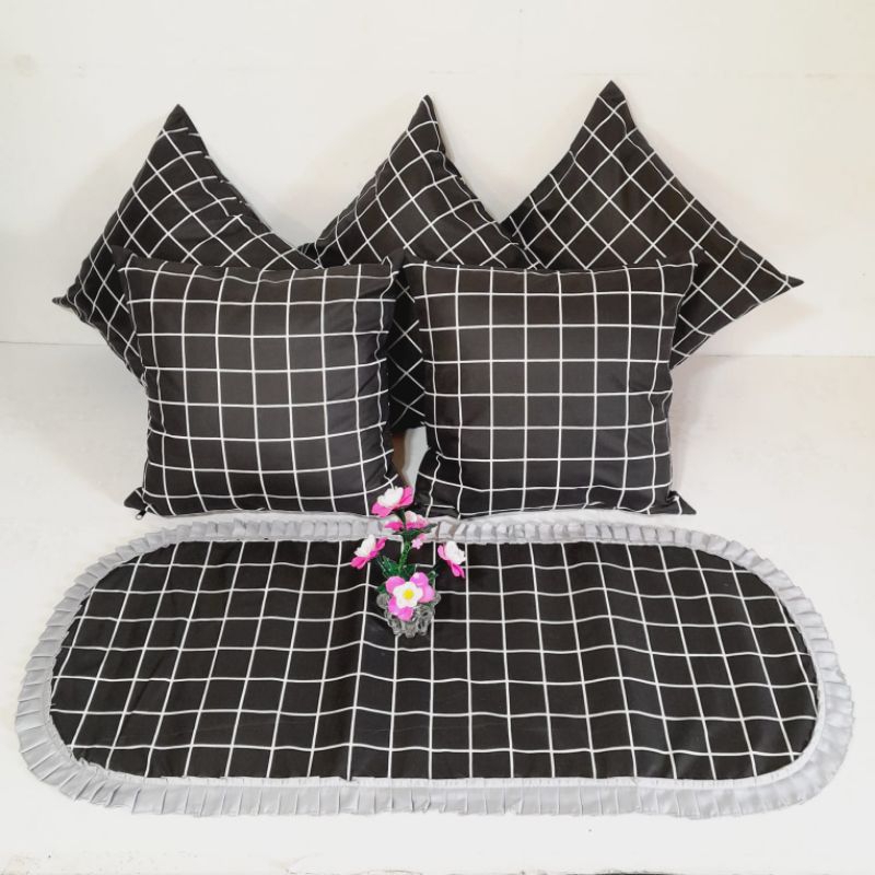 Sarung Bantal Cover bantal Sofa Tamu Set 40 x 40 Plus 1 Taplak