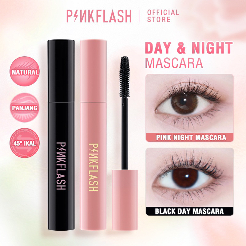 ❤ EGA BEAUTY  SKINCARE & COSMETIC STORE TRENGGALEK❤️PINKFLASH Mascara Volume Oil Curl Pink / Black