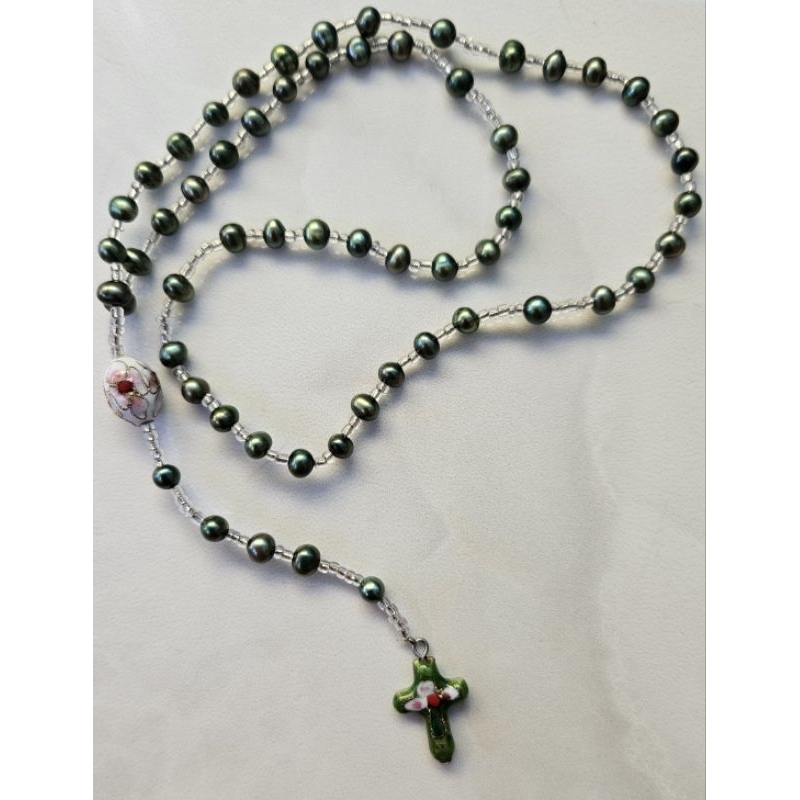 Rosario Mutiara Air Tawar Asli/Pearls Rosary, Round, 4 mm.