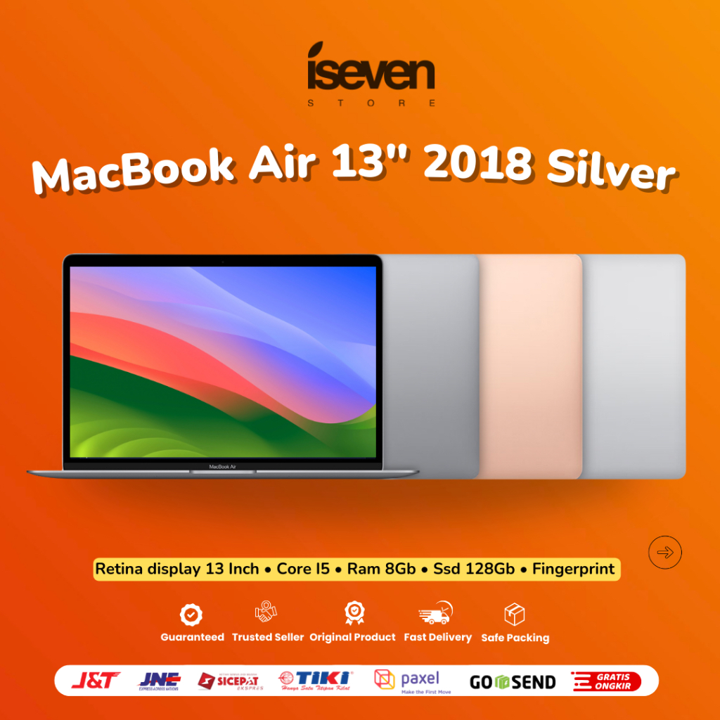 MACBOOK AIR RETINA 2018 i5 RAM 8GB SSD 128GB SECOND ORIGINAL