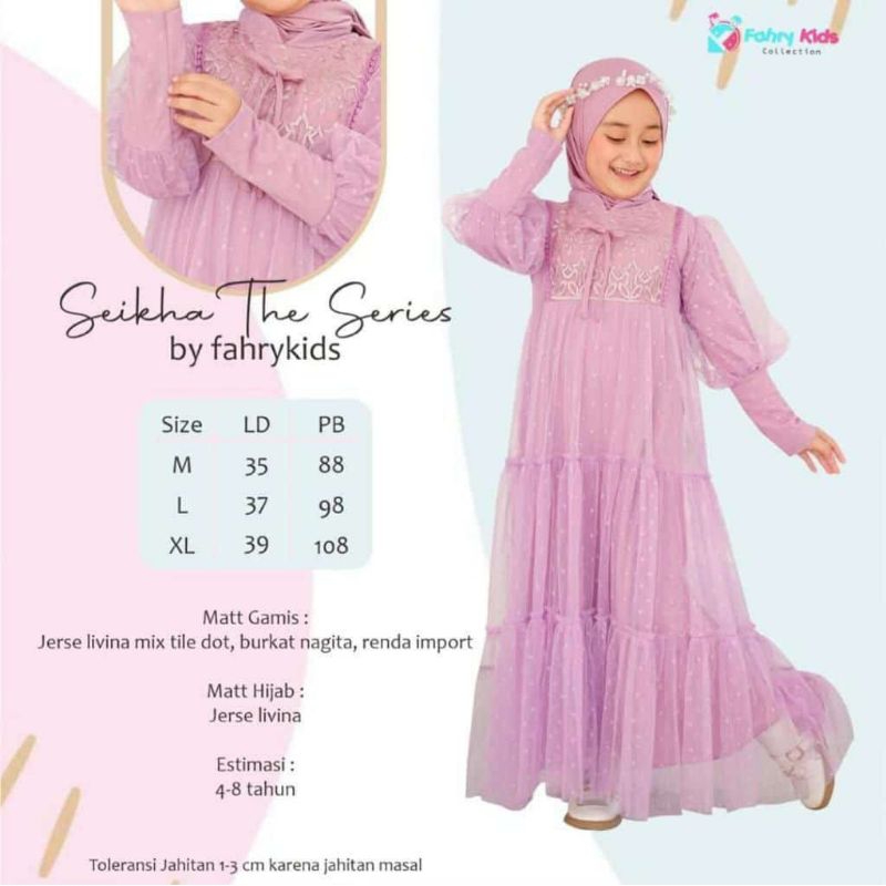 Gamis anak perempuan Sheika by fahrikids/ Gamis Shakira anak perempuan/ Gamis anak tile perempuan/ G