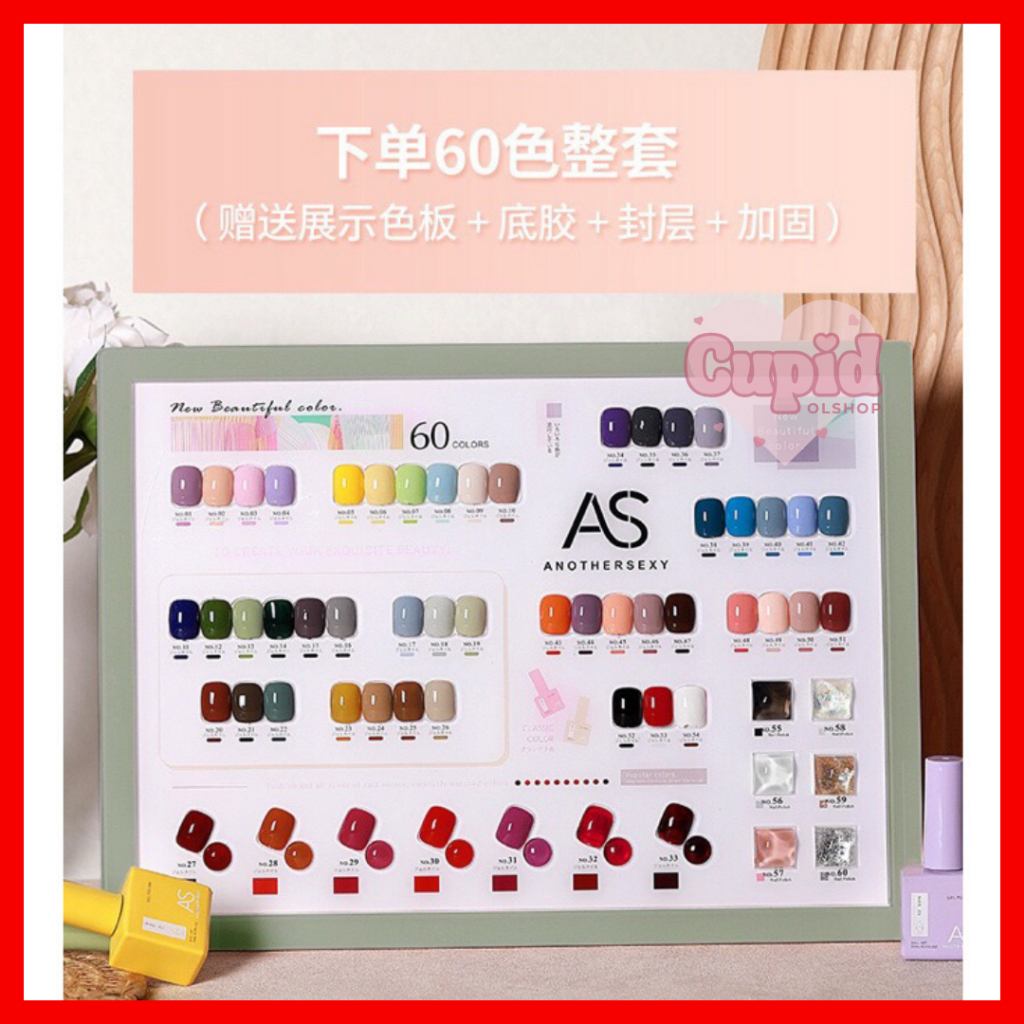 AS ANOTHER SEXY GEL POLISH SET 60 WARNA / FREE NAIL DISPLAY FRAME KUTEK ANOTHER SEXY SIZE 15ML