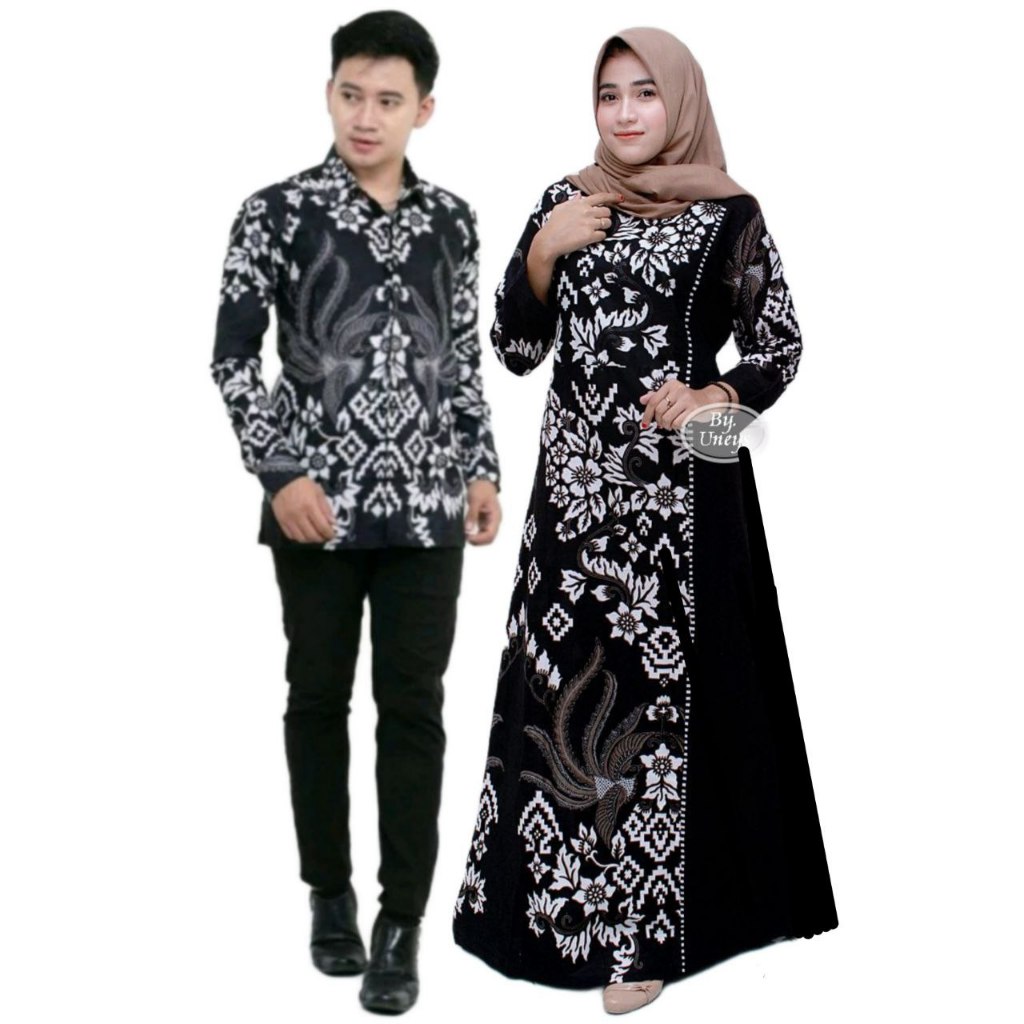 COUPLE GAMIS LEBARAN 2025 BATIK SARIMBIT KEMEJA BATIK KOMBINASI POLOS JUMBO XXXXL