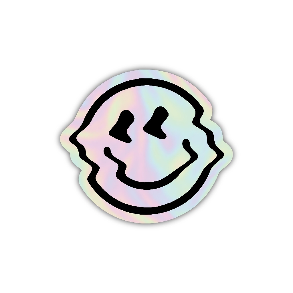 

sticker happy face, stiker hologram satuan- Z096