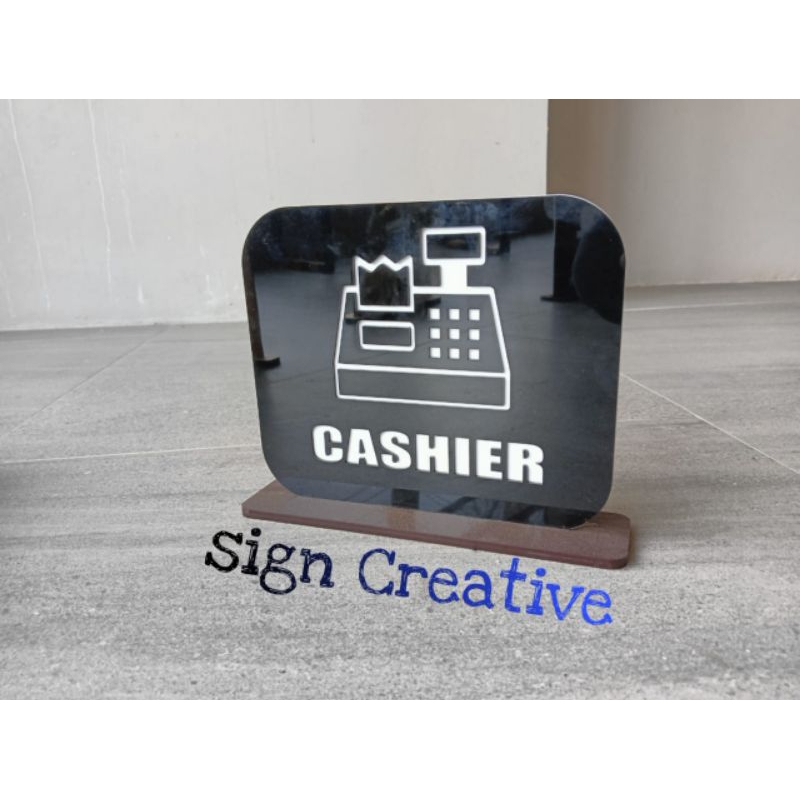 

signboard tanda meja cashier full akrilik timbul - sign kasir