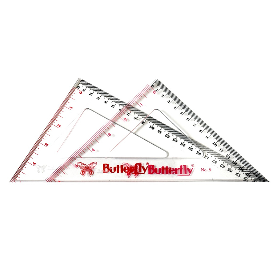 

Penggaris Segitiga Butterfly No. 6 8 10 12 / Triangle Ruler / Penggaris Segitiga Akrilik Plastik / Butt & Tj, Pgrs Segitiga