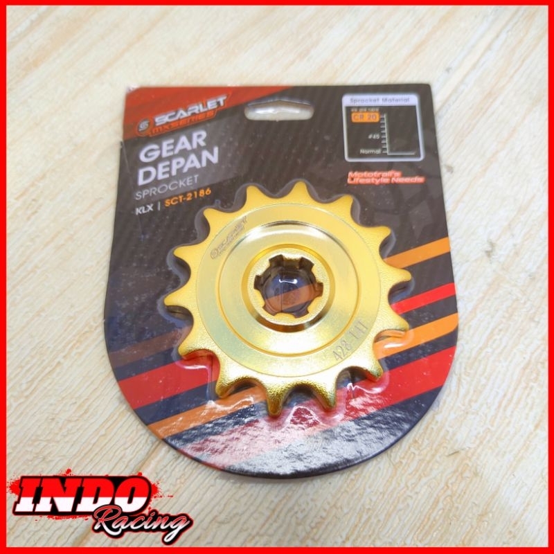 Gear Depan KLX 150 Dtracker 150 Scarlet Racing Ukuran 13 14 15 16