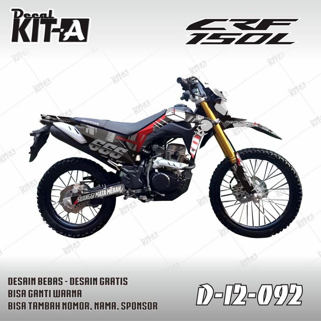 Decal Stiker Crf150L Full Body Hitam Merah Tengkorak D-I2-092 I2-077
