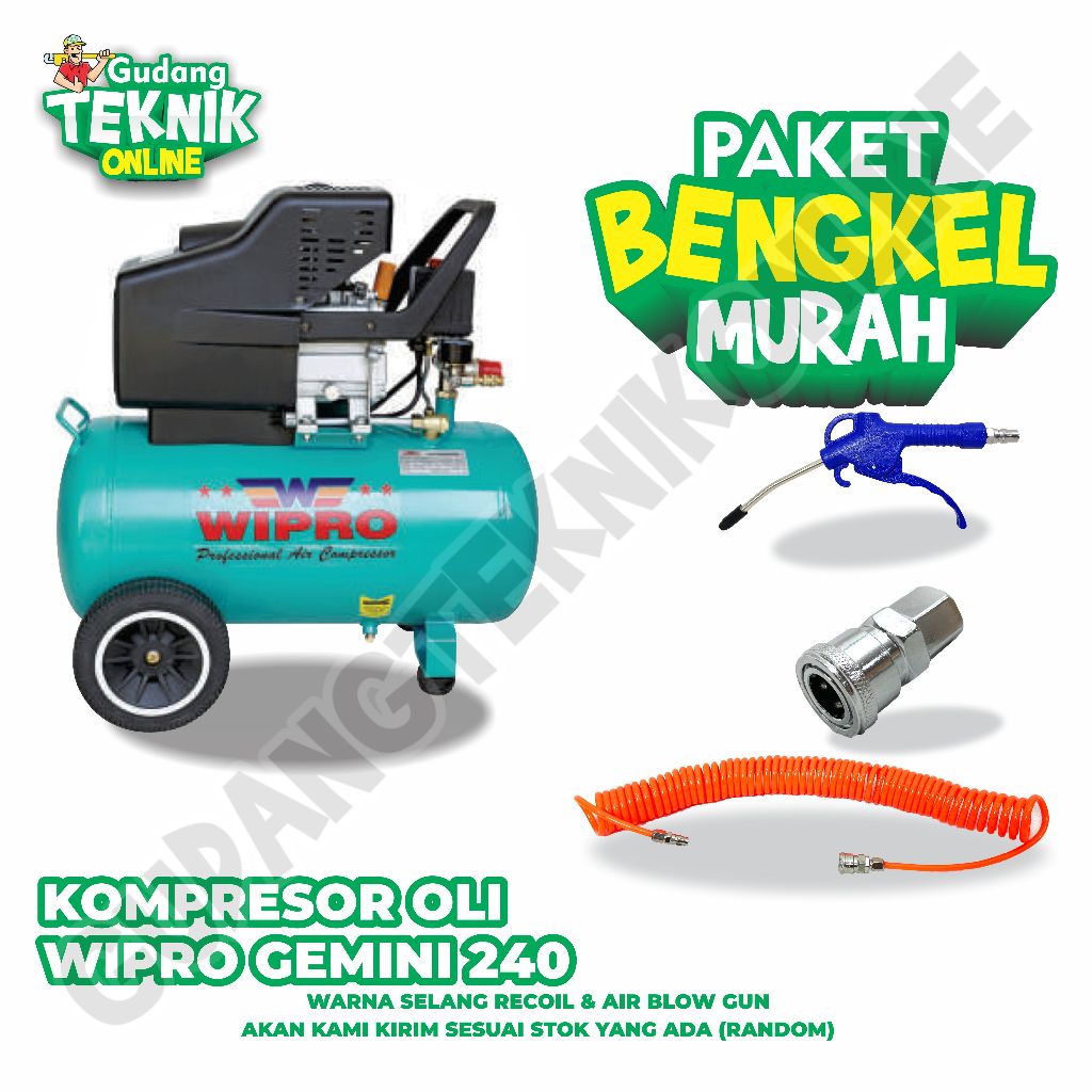Kompresor Angin Udara 24 Liter GEMINI 240 WIPRO 1Hp / Portable Air Compressor Kompresor Listrik 1 Hp