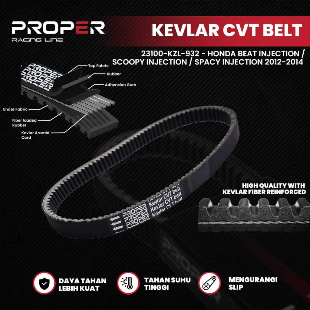 Vanbelt Belt  VBelt Cvt Kevlar Motor Kode KZL Honda Beat fi Scoopy fi Honda Spacy 2012 - 2014