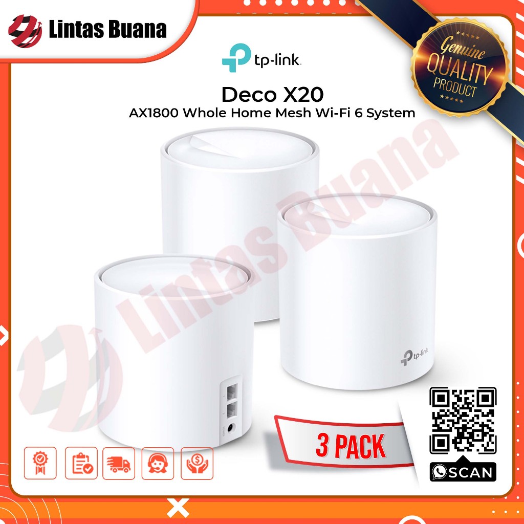 TP-LINK DECO X20 AX1800 Whole Home Mesh Wi-Fi 6 System - Deco X 20 - 3 PACK