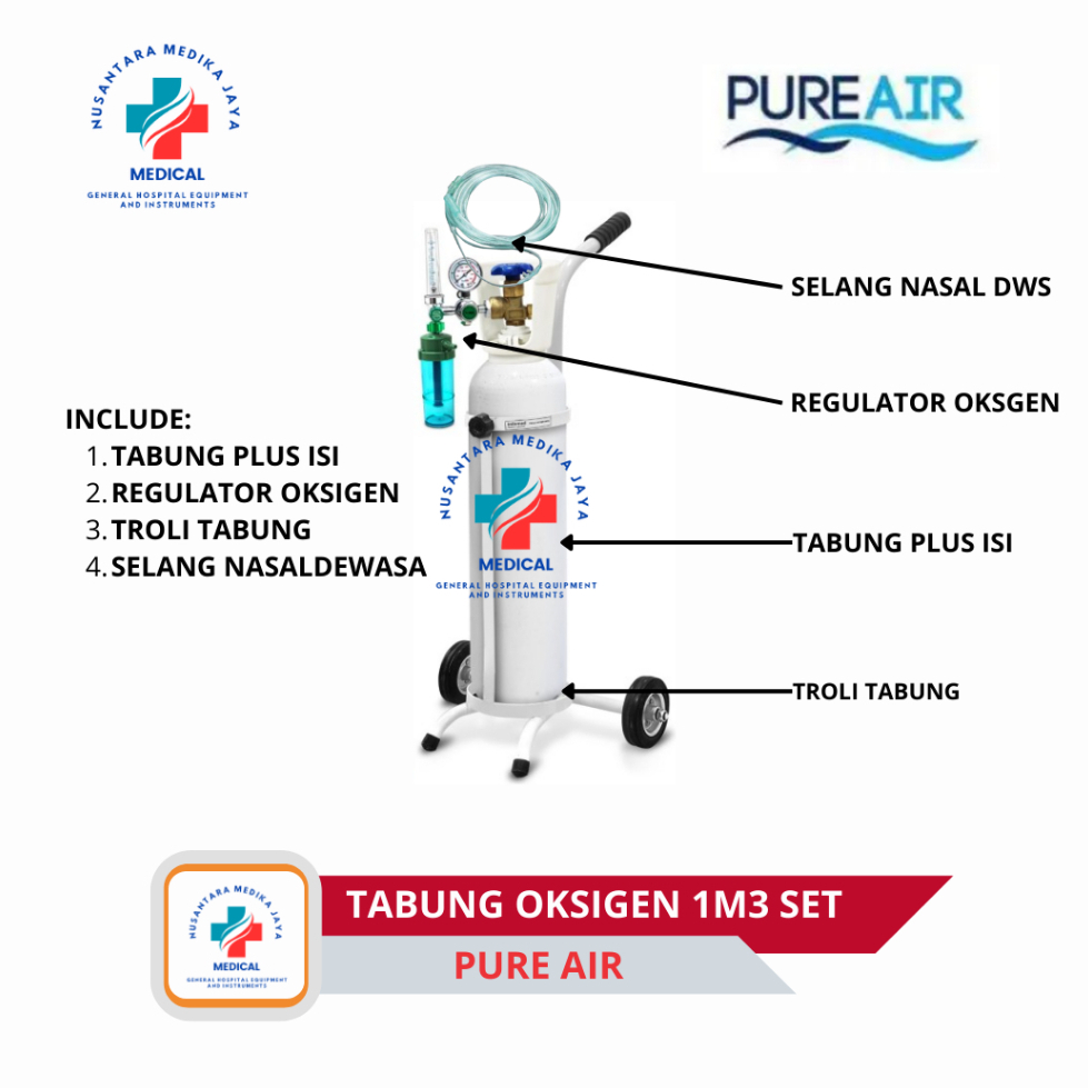 berkahshopss - tabung oksigen 1m3 lengkap + isi tabung oksigen portable alat medis oksigen