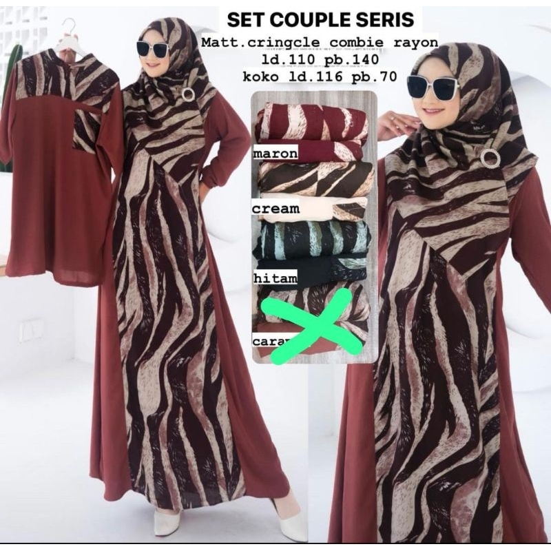 Gamis Couple Rafa. Dress +Kemeja Koko premium