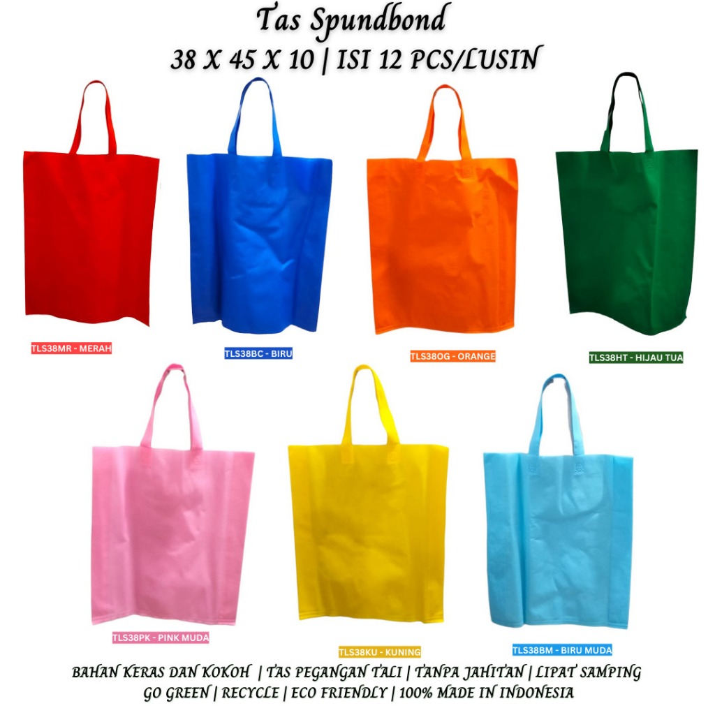 

Tas Spunbond Tas Kain Goodie Bag 38x45x10 (Tls38-Isi 12 Pcs)