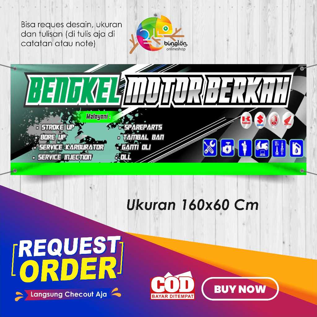 Banner 160x60 Bengkel Motor Custom Desain