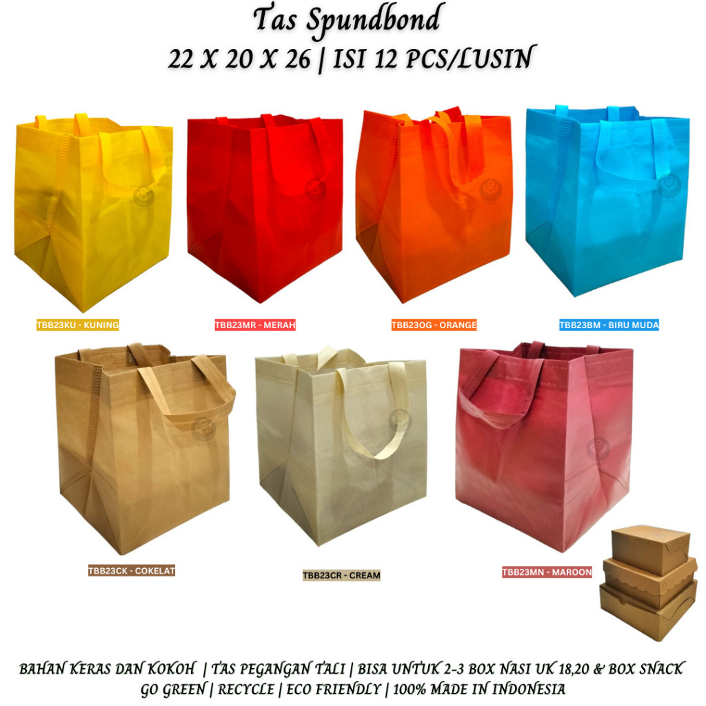 

Goodie Bag Tas Kain Spunbond Tas Spunbond 22x20 Cm (TBB23-Isi 12 Pcs)