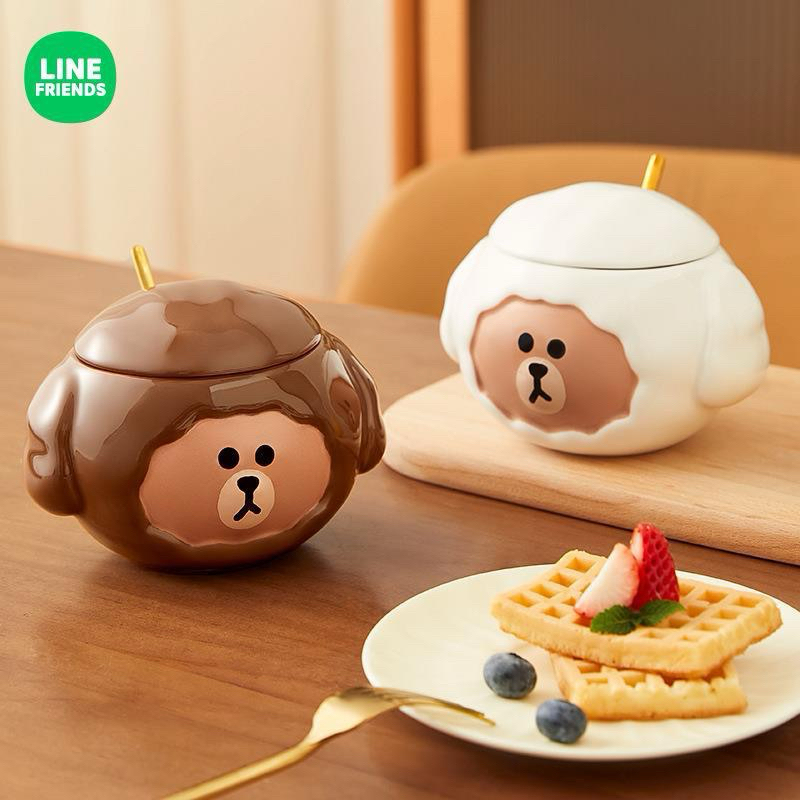 ORIGINAL LINE FRIENDS MUG MANGKOK CEREAL SOUP BROWN CERAMIC LINE FRIENDS ORIGINAL (include box) FREE