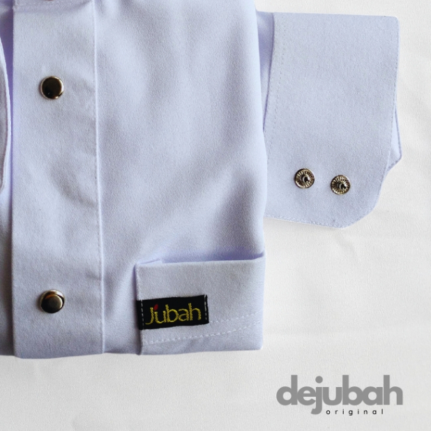 DeJubah - Jubah SUJA (Saudi & Kemeja) Jubah pria gamis dewasa berkerah kemeja dan lengan bermanset-Putih
