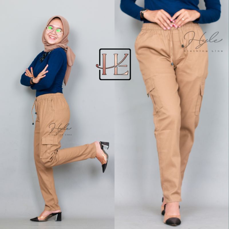 Celana Cargo Wanita Celana Baggy Pants Cargo Bahan Katun Twill Combed Stretch Premium Super Melar St