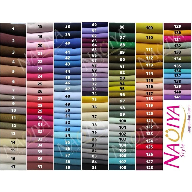 Jilbab naqiya segiempat jilbab polos wolfis warna lengkap katalog terbaru