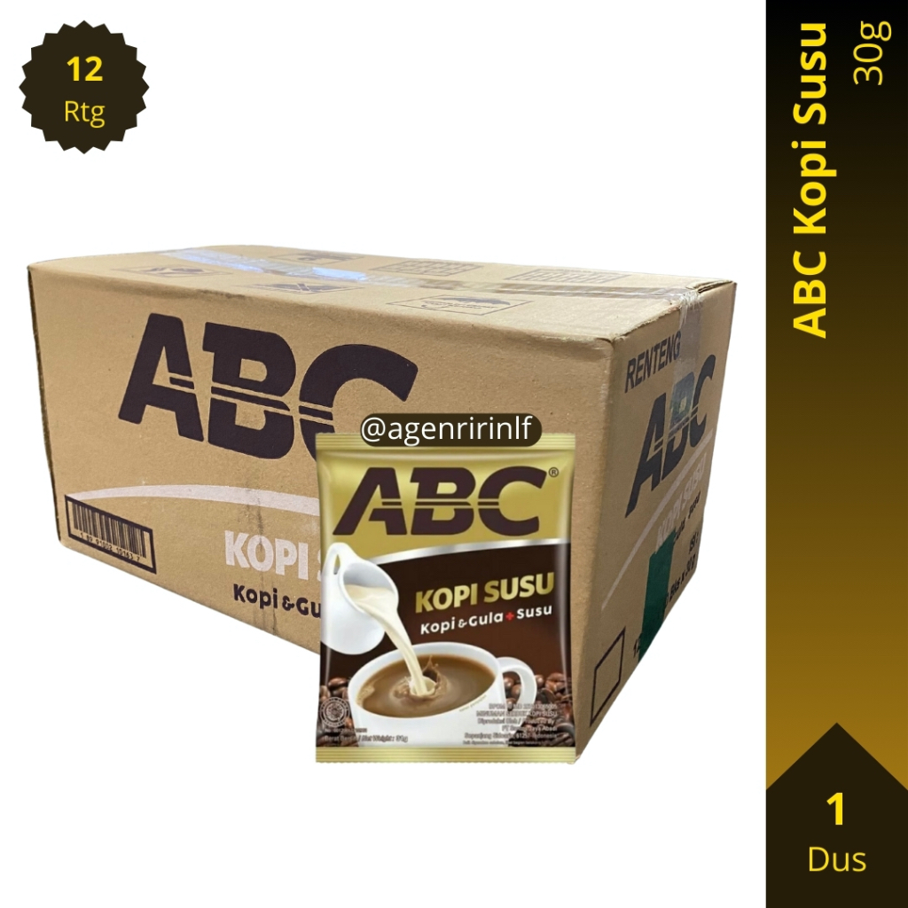 

ABC Kopi Susu Dus (30g x 10 Saset x 12 Renceng) 120 Pcs / Karton