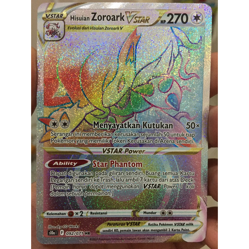 KARTU POKEMON HISUIAN ZOROARK VSTAR UR INDONESIA NOT MINT