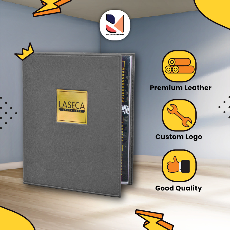 

COVER BUKU MENU GRAFO(GRAFIR) HOTEL/KEDAI/RESTO/CAFE CUSTOM LOGO, PREMIUM LEATHER