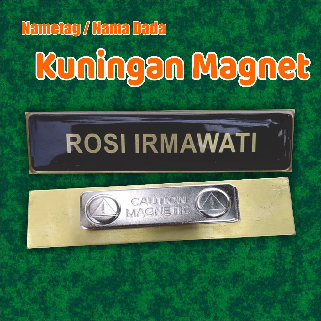 

Nametag Nama Dada Name Tag Kuningan Magnet
